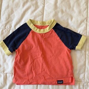 Patagonia Kids' Coral and Navy organic cotton tee